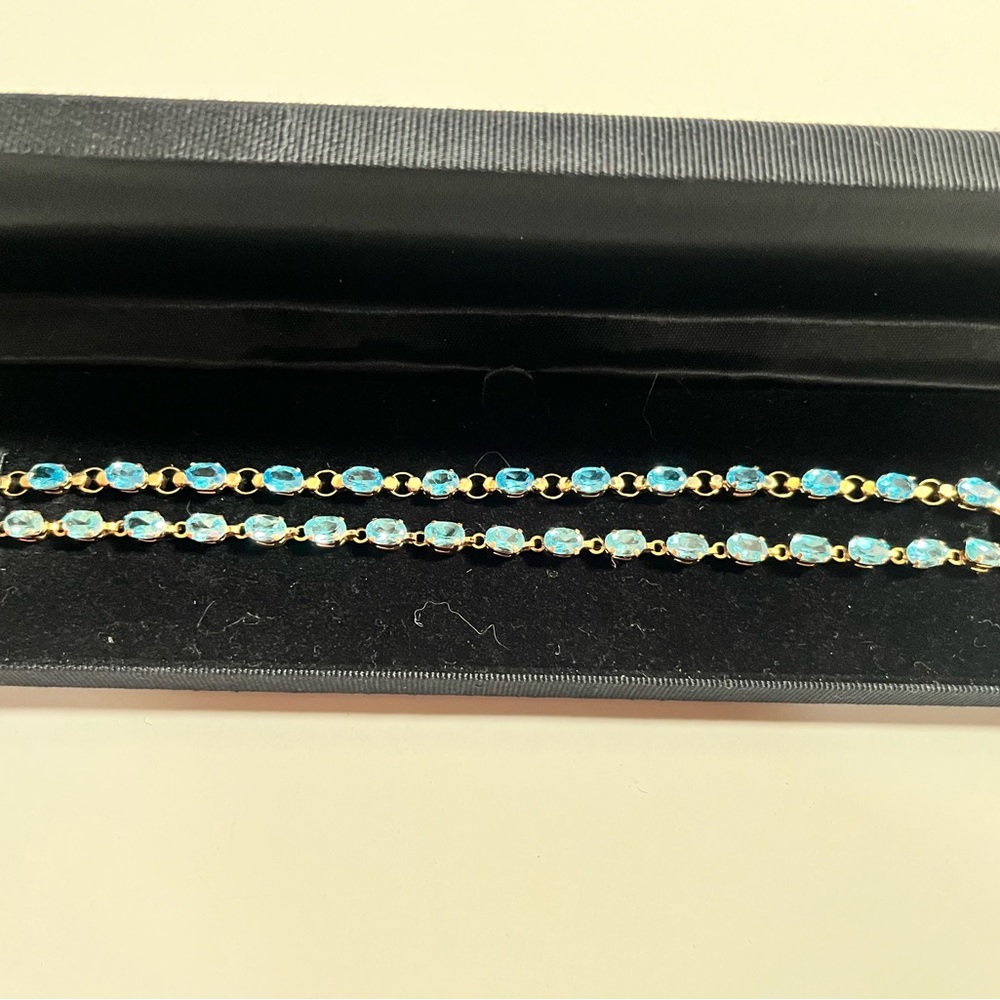 10k gold bracelets with blue stones